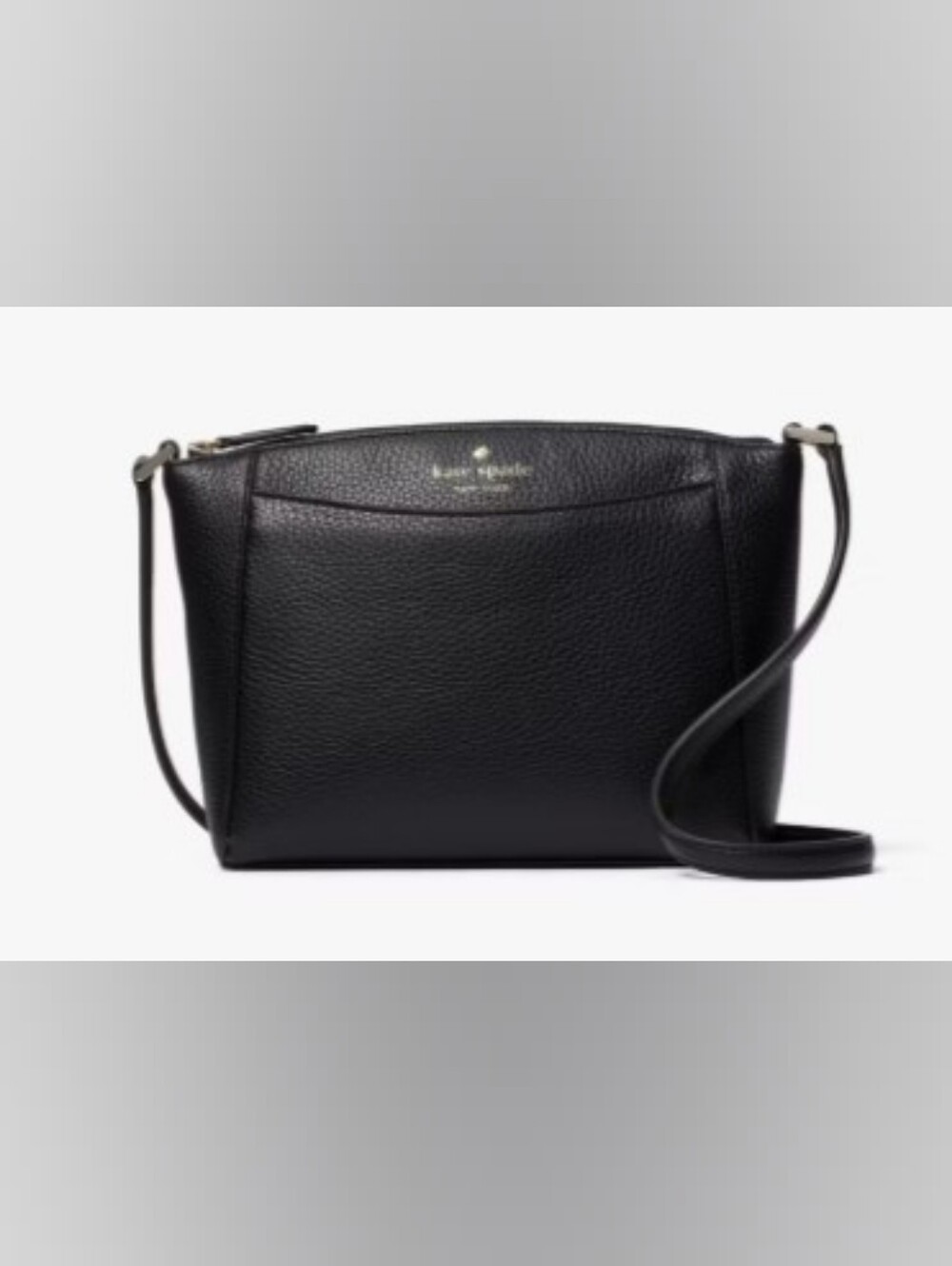 kate spade Monica Crossbody Black Pebbled Leather with Gold Logo